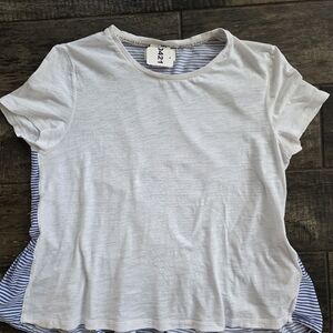#421 Kate Spade Broome Street White and Blue Striped Shirt